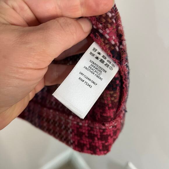 Rachel Zoe Plaid Tweed Wool Blend Coat Pink Check Longline Jacket Size M - Picture 4 of 9